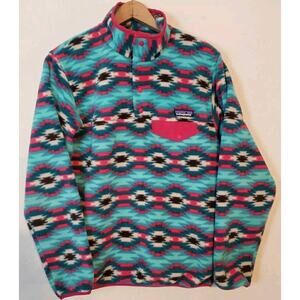 Patagonia Synchilla Womens Snap-T Wild Desert Aztec Pattern Fleece Jacket Medium